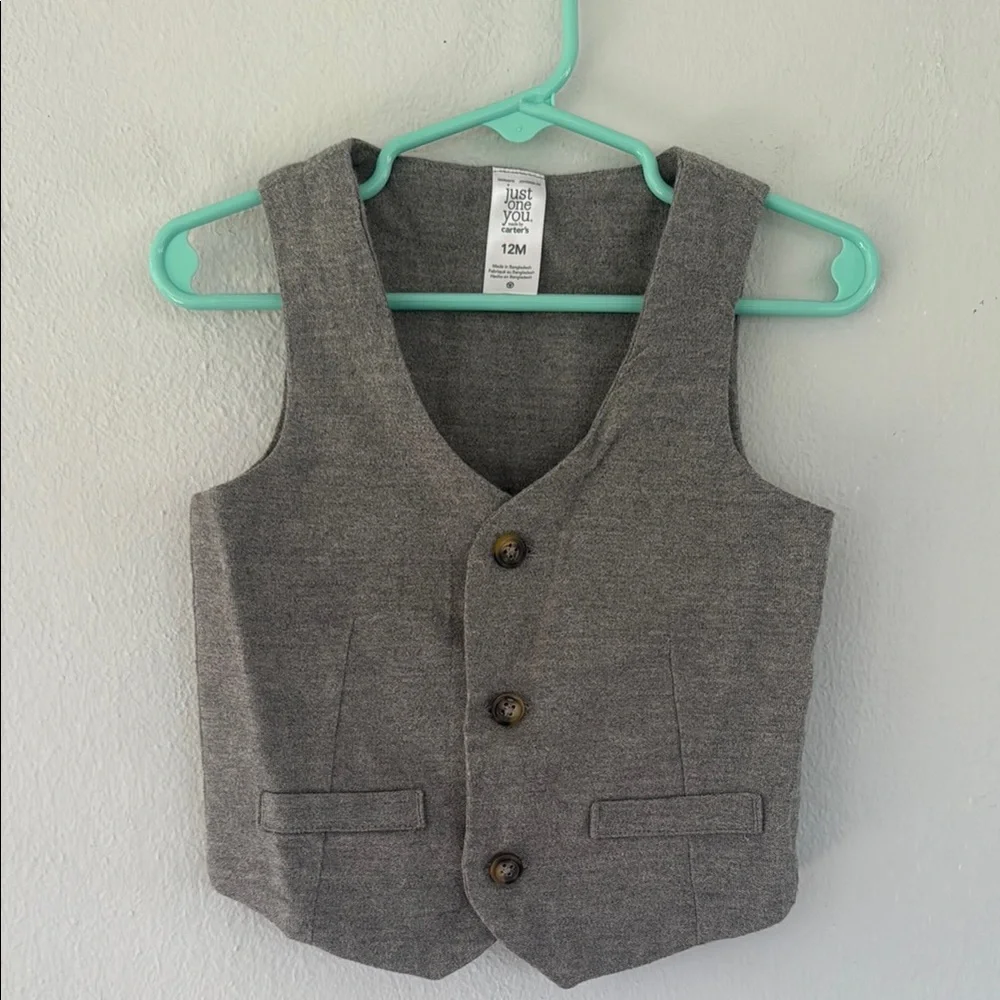 Carter’s Just One You boy’s gray formal suit vest size 12M